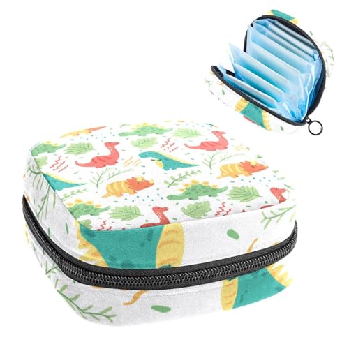 Aufbewahrungstasche für Damenbinden, Menstruationstasse, Tamponbeutel, Periodeneinlagen-Halter, Organizer für Frauen und Mädchen, bunter süßer Dinosaurier von VAPOKF