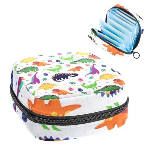 Aufbewahrungstasche für Damenbinden, Menstruationstasse, Tamponbeutel, Periodeneinlagen-Halter, Organizer für Frauen und Mädchen, flaches Dinosaurier-Muster von VAPOKF