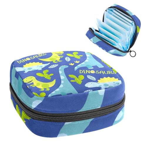 Aufbewahrungstasche für Damenbinden, Menstruationstasse, Tamponbeutel, Periodeneinlagen-Halter, Organizer für Frauen und Mädchen, niedliche Dinosaurier und Eierkaktus von VAPOKF