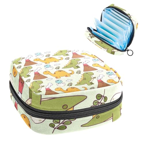 Aufbewahrungstasche für Damenbinden, Menstruationstasse, Tamponbeutel, Periodeneinlagen-Halter, Organizer für Frauen und Mädchen, niedliches Dinosaurier-Muster von VAPOKF