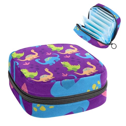 Aufbewahrungstasche für Damenbinden, Menstruationstassenbeutel, Tamponbeutel, Periodeneinlagen-Halter, Organizer für Frauen und Mädchen, Grün, Blau, Orange, Dinosaurier, Violett von VAPOKF
