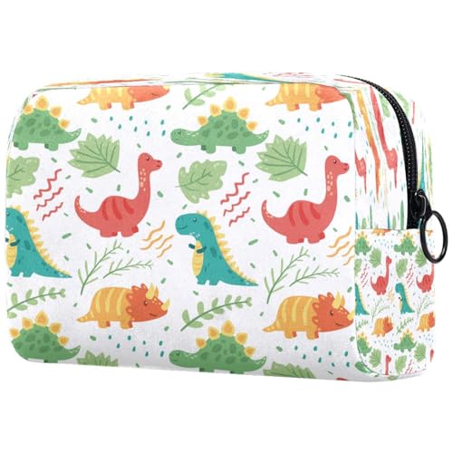 Bunte süße Dinosaurier-Kosmetiktasche für Damen, Reise-Kulturbeutel, große Make-up-Tasche, praktische Tasche mit Reißverschluss, multi, 18.5x7.5x13cm/7.3x3x5.1in, Kulturbeutel von VAPOKF