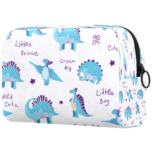 Cartoons Dinosaurier-Kosmetiktasche für Damen, Reise-Kulturbeutel, groß, Make-up, praktische Tasche, Organizer-Tasche mit Reißverschluss, multi, 18.5x7.5x13cm/7.3x3x5.1in, Kulturbeutel von VAPOKF