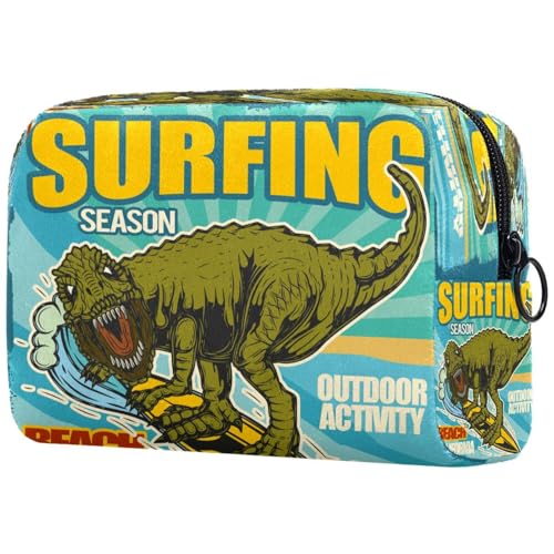 Coole Dinosaurier-Kosmetiktasche für Damen, Reise-Kulturbeutel, groß, Make-up, praktische Tasche, Organizer-Tasche mit Reißverschluss, multi, 18.5x7.5x13cm/7.3x3x5.1in, Kulturbeutel von VAPOKF