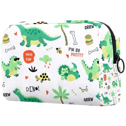 Coole Kosmetiktasche mit Dinosaurier- und Schildkrötenmotiv für Damen, Reise-Kulturbeutel, groß, Make-up, praktische Tasche, Organizer-Tasche mit Reißverschluss, multi, 18.5x7.5x13cm/7.3x3x5.1in, von VAPOKF