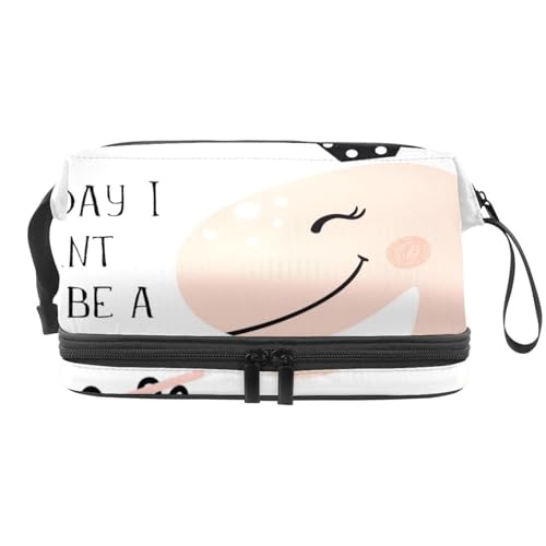 Crown Pink Dinosaurier Doppellagige Kosmetiktasche für Frauen und Mädchen, Reise-Kulturbeutel, Make-up, praktische Tasche, Organizer Tasche mit Pinselfach, multi, 27x15x14 cm/10.6x5.9x5.5 in, von VAPOKF