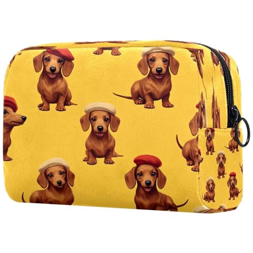 Dackel Wear Baskenmützen-Kosmetiktasche für Damen, Reise-Kulturbeutel, groß, Make-up, praktische Tasche, Organizer-Tasche mit Reißverschluss, multi, 18.5x7.5x13cm/7.3x3x5.1in, Kulturbeutel von VAPOKF