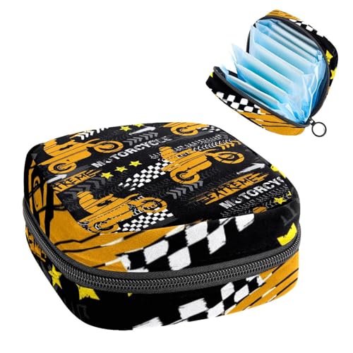 Damenbinden Aufbewahrungstasche Periode Kit Tasche für Schule Menstruationstasse Beutel Damenbinden Organizer Tasche Grunge Motorrad und Reifenspur von VAPOKF