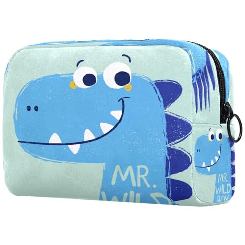Dinosaurier-Kosmetiktasche für Damen, Reise-Kulturbeutel, groß, Make-up, praktische Tasche, Organizer, Tasche mit Reißverschluss, Grün, multi, 18.5x7.5x13cm/7.3x3x5.1in, Kulturbeutel von VAPOKF