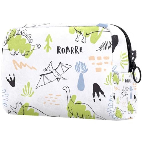 Dinosaurier-Kosmetiktasche für Damen, Reise-Kulturbeutel, groß, Make-up, praktische Tasche, Organizer-Tasche mit Reißverschluss, multi, 18.5x7.5x13cm/7.3x3x5.1in, Kulturbeutel von VAPOKF