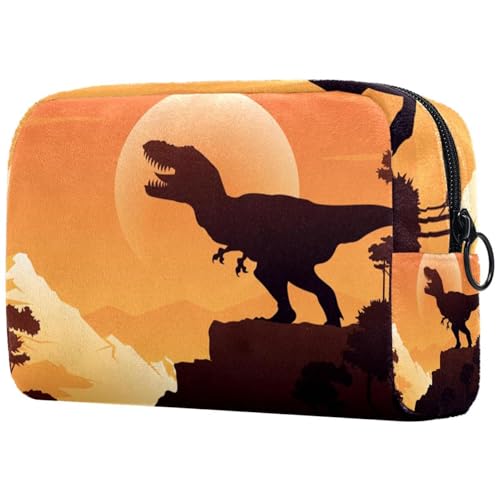 Dinosaurier-Kosmetiktasche für Damen, Reise-Kulturbeutel, groß, Make-up, praktische Tasche, Organizer-Tasche mit Reißverschluss, multi, 18.5x7.5x13cm/7.3x3x5.1in, Kulturbeutel von VAPOKF