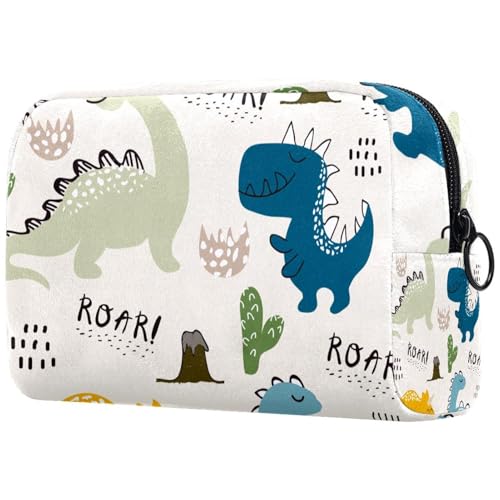 Dinosaurier-Kosmetiktasche für Damen, Reise-Kulturbeutel, groß, Make-up, praktische Tasche, Organizer-Tasche mit Reißverschluss, multi, 18.5x7.5x13cm/7.3x3x5.1in, Kulturbeutel von VAPOKF