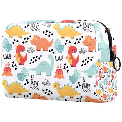 Dinosaurier-Kosmetiktasche für Damen, Reise-Kulturbeutel, groß, Make-up, praktische Tasche, Organizer-Tasche mit Reißverschluss, multi, 18.5x7.5x13cm/7.3x3x5.1in, Kulturbeutel von VAPOKF