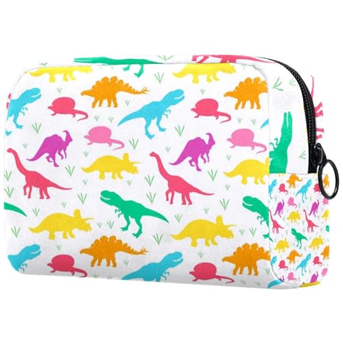 Dinosaurier-Kosmetiktasche für Damen, Reise-Kulturbeutel, groß, Make-up, praktische Tasche, Organizer-Tasche mit Reißverschluss, multi, 18.5x7.5x13cm/7.3x3x5.1in, Kulturbeutel von VAPOKF