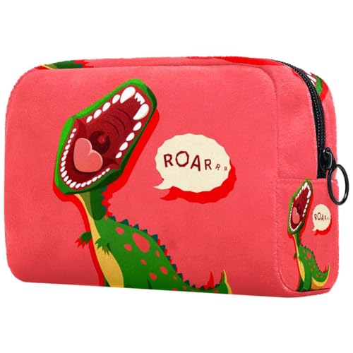 Dinosaurier-Kosmetiktasche für Damen, Reise-Kulturbeutel, groß, Make-up, praktische Tasche, Organizer-Tasche mit Reißverschluss, multi, 18.5x7.5x13cm/7.3x3x5.1in, Kulturbeutel von VAPOKF
