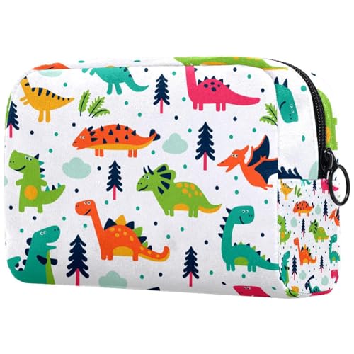 Dinosaurier-Kosmetiktasche für Damen, Reise-Kulturbeutel, groß, Make-up, praktische Tasche, Organizer-Tasche mit Reißverschluss, multi, 18.5x7.5x13cm/7.3x3x5.1in, Kulturbeutel von VAPOKF