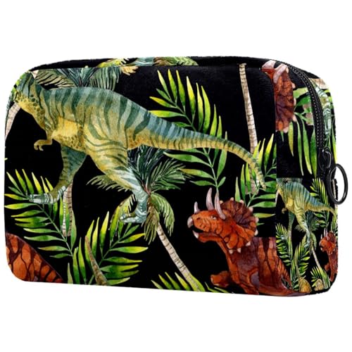Dinosaurier-Kosmetiktasche für Damen, Reise-Kulturbeutel, groß, Make-up, praktische Tasche, Organizer-Tasche mit Reißverschluss, multi, 18.5x7.5x13cm/7.3x3x5.1in, Kulturbeutel von VAPOKF