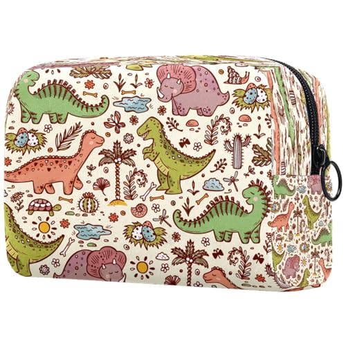 Dinosaurier-Kosmetiktasche für Damen, Reise-Kulturbeutel, groß, Make-up, praktische Tasche, Organizer-Tasche mit Reißverschluss, multi, 18.5x7.5x13cm/7.3x3x5.1in, Kulturbeutel von VAPOKF