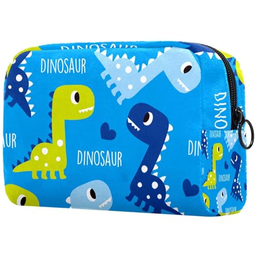 Dinosaurier-Kosmetiktasche für Damen, Reise-Kulturbeutel, groß, mit Reißverschluss, Blau, multi, 18.5x7.5x13cm/7.3x3x5.1in, Kulturbeutel von VAPOKF