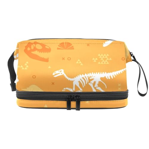 Dinosaurier-Skelett-Kosmetiktasche für Frauen und Mädchen, Reise-Kulturbeutel, Make-up, praktische Tasche, Organizer-Tasche mit Pinselfach, multi, 27x15x14 cm/10.6x5.9x5.5 in, Kulturbeutel von VAPOKF