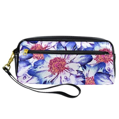 Federmäppchen, Aquarell-Pfingstrosen, Blumen-Stifttasche, PU-Leder, Schreibwaren-Tasche mit Reißverschluss, für Jungen und Mädchen, Schul- und Bürobedarf von VAPOKF