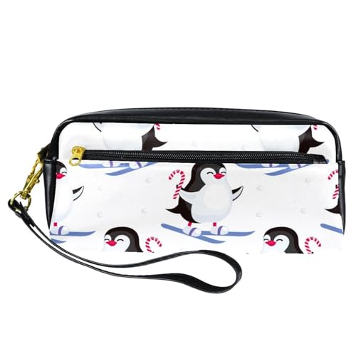 Federmäppchen, Pinguin, hält Weihnachts-Süßigkeiten-Stifttasche, PU-Leder, Schreibwaren-Tasche mit Reißverschluss, für Jungen und Mädchen, Schul- und Bürobedarf von VAPOKF