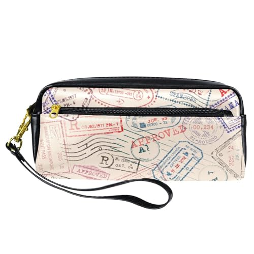 Federmäppchen, Reise-Possport, Briefmarken, Stiftetasche, Tasche, PU-Leder, Schreibwaren-Tasche mit Reißverschluss, für Jungen und Mädchen, Schul- und Bürobedarf von VAPOKF