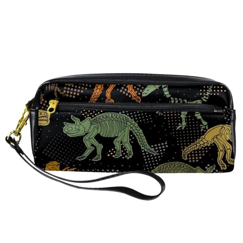 Federmäppchen, Tyrannosaurer-Dinosaurier-Skelett-Knochen-Stifttasche aus PU-Leder, Schreibwaren-Tasche mit Reißverschluss, für Jungen und Mädchen, Schul- und Bürobedarf von VAPOKF
