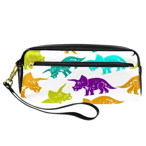 Federmäppchen, buntes Federmäppchen mit Dinosaurier-Motiv, PU-Leder, Schreibwaren-Tasche mit Reißverschluss, für Jungen und Mädchen, Schul- und Bürobedarf von VAPOKF