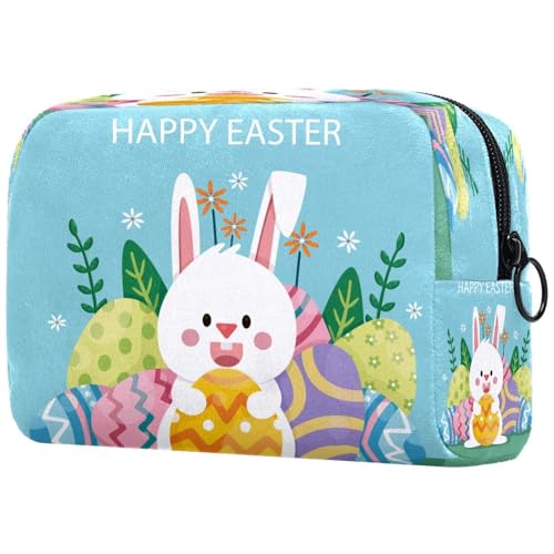 Flache Kosmetiktasche mit Oster-Hintergrund für Damen, Reise-Kulturbeutel, große Make-up-Tasche, praktische Tasche, Organizer-Tasche mit Reißverschluss, multi, 18.5x7.5x13cm/7.3x3x5.1in, Kulturbeutel von VAPOKF