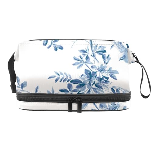Flying Bird on Flower Branches Double Layer Cosmetic Bag for Women and Girls Travel Toiletry Bag Makeup Handy Pouch Organizer Bag with Brush Compartment, multi, 27x15x14 cm/10.6x5.9x5.5 in, von VAPOKF