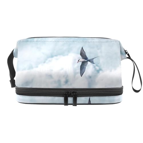Flyinng Bird on Sky Doppelschichtige Kosmetiktasche für Damen und Mädchen, Reise-Kulturbeutel, Make-up, praktische Tasche, Organizer-Tasche mit Pinselfach, multi, 27x15x14 cm/10.6x5.9x5.5 in, von VAPOKF