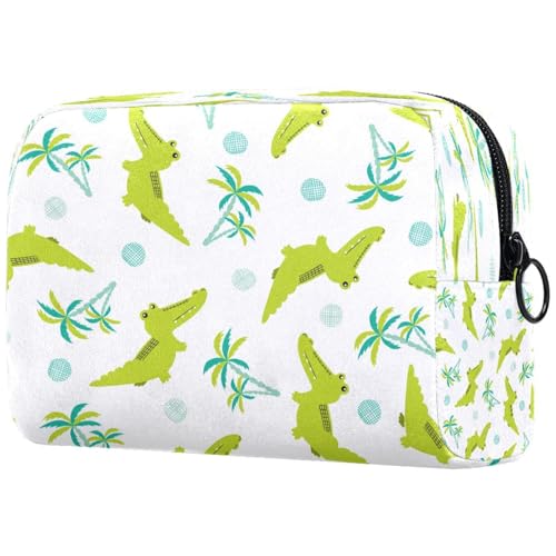 Green Coco Dinosaurier-Kosmetiktasche für Damen, Reise-Kulturbeutel, groß, Make-up, praktische Tasche, Organizer-Tasche mit Reißverschluss, multi, 18.5x7.5x13cm/7.3x3x5.1in, Kulturbeutel von VAPOKF