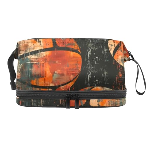 Grunge Basketball Doppellagige Kosmetiktasche für Damen und Mädchen, Reise-Kulturbeutel, Make-up, praktische Tasche, Organizer Tasche mit Pinselfach, multi, 27x15x14 cm/10.6x5.9x5.5 in, Kulturbeutel Grunge Basketball Doppellagige Kosmetiktasche für Damen und Mädchen, Reise-Kulturbeutel, Make-up, praktische Tasche, Organizer Tasche mit Pinselfach, multi, 27x15x14 cm/10.6x5.9x5.5 in, Kulturbeutel von VAPOKF