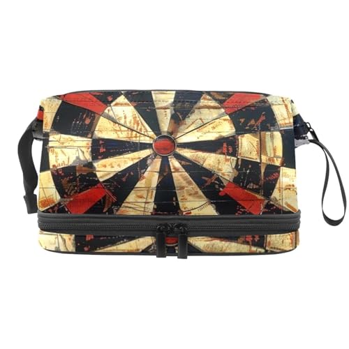 Grunge Dart Board Plank Doppellagige Kosmetiktasche für Damen und Mädchen, Reise-Kulturbeutel, Make-up, praktische Tasche, Organizer Tasche mit Pinselfach, multi, 27x15x14 cm/10.6x5.9x5.5 in, Grunge Dart Board Plank Doppellagige Kosmetiktasche für Damen und Mädchen, Reise-Kulturbeutel, Make-up, praktische Tasche, Organizer Tasche mit Pinselfach, multi, 27x15x14 cm/10.6x5.9x5.5 in, von VAPOKF