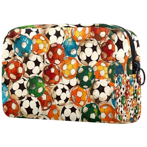 Grunge Fußball-Kosmetiktasche für Damen, Reise-Kulturbeutel, groß, Make-up, praktische Tasche, Organizer-Tasche mit Reißverschluss, multi, 18.5x7.5x13cm/7.3x3x5.1in, Kulturbeutel Grunge Fußball-Kosmetiktasche für Damen, Reise-Kulturbeutel, groß, Make-up, praktische Tasche, Organizer-Tasche mit Reißverschluss, multi, 18.5x7.5x13cm/7.3x3x5.1in, Kulturbeutel von VAPOKF