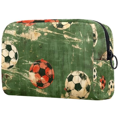 Grunge Fußball-Kosmetiktasche für Damen, Reise-Kulturbeutel, groß, Make-up, praktische Tasche, Organizer-Tasche mit Reißverschluss, multi, 18.5x7.5x13cm/7.3x3x5.1in, Kulturbeutel Grunge Fußball-Kosmetiktasche für Damen, Reise-Kulturbeutel, groß, Make-up, praktische Tasche, Organizer-Tasche mit Reißverschluss, multi, 18.5x7.5x13cm/7.3x3x5.1in, Kulturbeutel von VAPOKF
