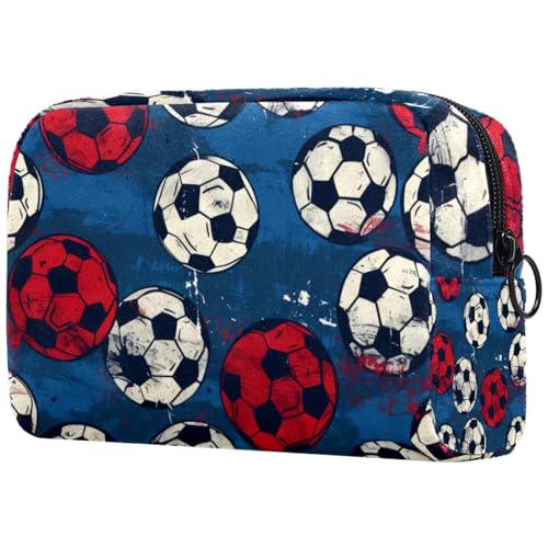 Grunge Fußball-Kosmetiktasche für Damen, Reise-Kulturbeutel, groß, Make-up, praktische Tasche, Organizer-Tasche mit Reißverschluss, multi, 18.5x7.5x13cm/7.3x3x5.1in, Kulturbeutel Grunge Fußball-Kosmetiktasche für Damen, Reise-Kulturbeutel, groß, Make-up, praktische Tasche, Organizer-Tasche mit Reißverschluss, multi, 18.5x7.5x13cm/7.3x3x5.1in, Kulturbeutel von VAPOKF