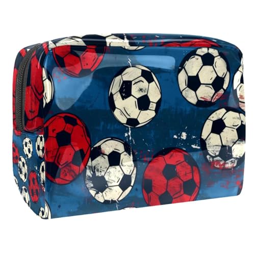 Grunge Fußball-Kosmetiktasche für Damen, Reise-Kulturbeutel, groß, PVC, Make-up, praktische Tasche, Organizer mit Reißverschluss, multi, 18.5x7.5x13cm/7.3x3x5.1in, Kulturbeutel Grunge Fußball-Kosmetiktasche für Damen, Reise-Kulturbeutel, groß, PVC, Make-up, praktische Tasche, Organizer mit Reißverschluss, multi, 18.5x7.5x13cm/7.3x3x5.1in, Kulturbeutel von VAPOKF