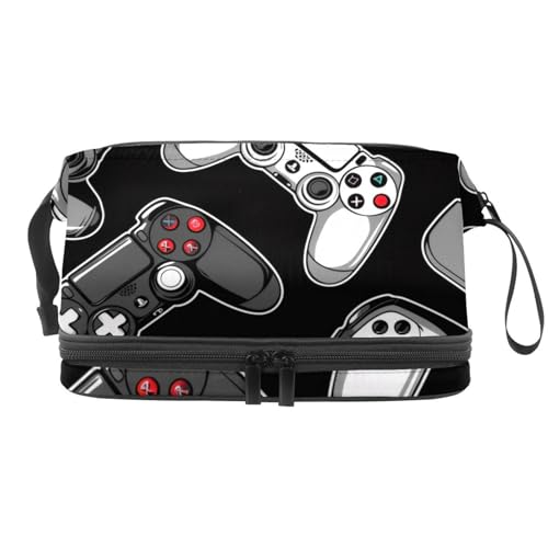Grunge Gamepad Joysticks Doppellagige Kosmetiktasche für Frauen und Mädchen, Reise-Kulturbeutel, Make-up, praktische Tasche, Organizer-Tasche mit Pinselfach, multi, 27x15x14 cm/10.6x5.9x5.5 in, Grunge Gamepad Joysticks Doppellagige Kosmetiktasche für Frauen und Mädchen, Reise-Kulturbeutel, Make-up, praktische Tasche, Organizer-Tasche mit Pinselfach, multi, 27x15x14 cm/10.6x5.9x5.5 in, von VAPOKF