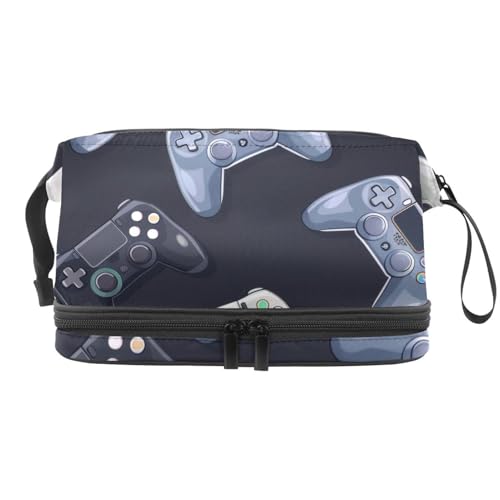 Grunge Gamepad Joysticks Doppellagige Kosmetiktasche für Frauen und Mädchen, Reise-Kulturbeutel, Make-up, praktische Tasche, Organizer-Tasche mit Pinselfach, multi, 27x15x14 cm/10.6x5.9x5.5 in, Grunge Gamepad Joysticks Doppellagige Kosmetiktasche für Frauen und Mädchen, Reise-Kulturbeutel, Make-up, praktische Tasche, Organizer-Tasche mit Pinselfach, multi, 27x15x14 cm/10.6x5.9x5.5 in, von VAPOKF