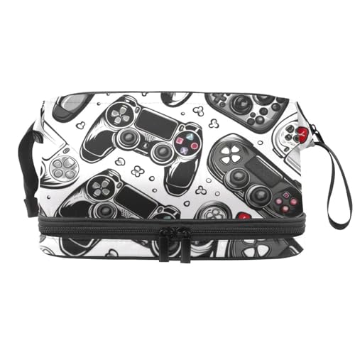 Grunge Gamepad Joysticks Doppellagige Kosmetiktasche für Frauen und Mädchen, Reise-Kulturbeutel, Make-up, praktische Tasche, Organizer-Tasche mit Pinselfach, multi, 27x15x14 cm/10.6x5.9x5.5 in, Grunge Gamepad Joysticks Doppellagige Kosmetiktasche für Frauen und Mädchen, Reise-Kulturbeutel, Make-up, praktische Tasche, Organizer-Tasche mit Pinselfach, multi, 27x15x14 cm/10.6x5.9x5.5 in, von VAPOKF