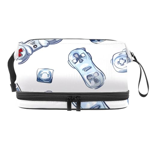 Grunge Gamepad Joysticks Doppellagige Kosmetiktasche für Frauen und Mädchen, Reise-Kulturbeutel, Make-up, praktische Tasche, Organizer-Tasche mit Pinselfach, multi, 27x15x14 cm/10.6x5.9x5.5 in, Grunge Gamepad Joysticks Doppellagige Kosmetiktasche für Frauen und Mädchen, Reise-Kulturbeutel, Make-up, praktische Tasche, Organizer-Tasche mit Pinselfach, multi, 27x15x14 cm/10.6x5.9x5.5 in, von VAPOKF