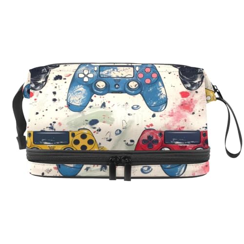 Grunge Gamepad Joysticks Doppellagige Kosmetiktasche für Frauen und Mädchen, Reise-Kulturbeutel, Make-up, praktische Tasche, Organizer-Tasche mit Pinselfach, multi, 27x15x14 cm/10.6x5.9x5.5 in, Grunge Gamepad Joysticks Doppellagige Kosmetiktasche für Frauen und Mädchen, Reise-Kulturbeutel, Make-up, praktische Tasche, Organizer-Tasche mit Pinselfach, multi, 27x15x14 cm/10.6x5.9x5.5 in, von VAPOKF