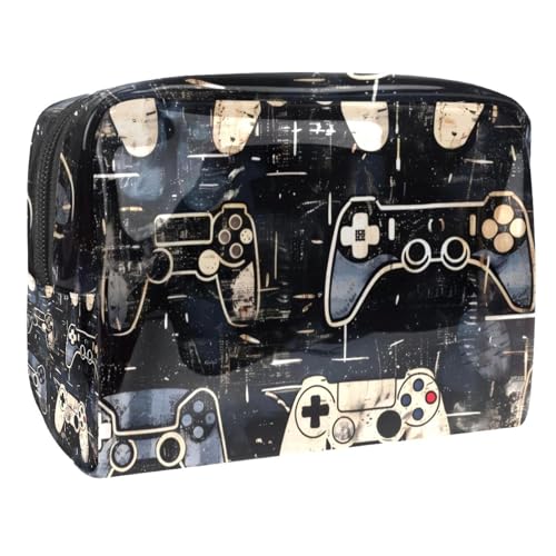 Grunge Gamepad Joysticks Kosmetiktasche für Damen, Reise-Kulturbeutel, groß, PVC, Make-up, praktische Tasche, Organizer mit Reißverschluss, multi, 18.5x7.5x13cm/7.3x3x5.1in, Kulturbeutel von VAPOKF