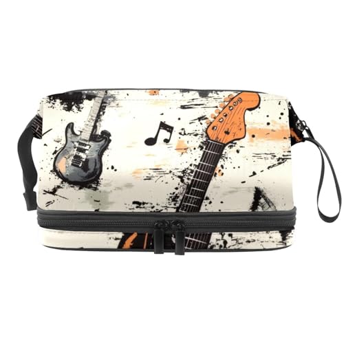 Grunge Gitarren Instrumente Doppellagige Kosmetiktasche für Frauen und Mädchen, Reise-Kulturbeutel, Make-up, praktische Tasche, Organizer Tasche mit Pinselfach, multi, 27x15x14 cm/10.6x5.9x5.5 in, Grunge Gitarren Instrumente Doppellagige Kosmetiktasche für Frauen und Mädchen, Reise-Kulturbeutel, Make-up, praktische Tasche, Organizer Tasche mit Pinselfach, multi, 27x15x14 cm/10.6x5.9x5.5 in, von VAPOKF