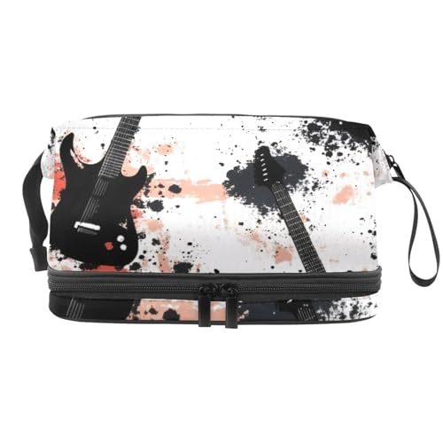Grunge Guitars Doppelschichtige Kosmetiktasche für Damen und Mädchen, Reise-Kulturbeutel, Make-up, praktische Tasche, Organizer-Tasche mit Pinselfach, multi, 27x15x14 cm/10.6x5.9x5.5 in, Kulturbeutel Grunge Guitars Doppelschichtige Kosmetiktasche für Damen und Mädchen, Reise-Kulturbeutel, Make-up, praktische Tasche, Organizer-Tasche mit Pinselfach, multi, 27x15x14 cm/10.6x5.9x5.5 in, Kulturbeutel von VAPOKF