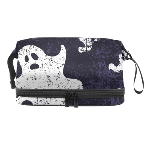 Grunge Halloween Ghost Doppellagige Kosmetiktasche für Frauen und Mädchen, Reise-Kulturbeutel, Make-up, praktische Tasche, Organizer-Tasche mit Pinselfach, multi, 27x15x14 cm/10.6x5.9x5.5 in, Grunge Halloween Ghost Doppellagige Kosmetiktasche für Frauen und Mädchen, Reise-Kulturbeutel, Make-up, praktische Tasche, Organizer-Tasche mit Pinselfach, multi, 27x15x14 cm/10.6x5.9x5.5 in, von VAPOKF