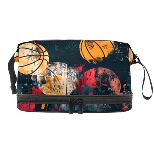 Grunge Kosmetiktasche für Damen und Mädchen, doppelschichtig, für Reisen, Kulturbeutel, Make-up, praktische Tasche, Organizer, Tasche mit Pinselfach, multi, 27x15x14 cm/10.6x5.9x5.5 in, Kulturbeutel Grunge Kosmetiktasche für Damen und Mädchen, doppelschichtig, für Reisen, Kulturbeutel, Make-up, praktische Tasche, Organizer, Tasche mit Pinselfach, multi, 27x15x14 cm/10.6x5.9x5.5 in, Kulturbeutel von VAPOKF