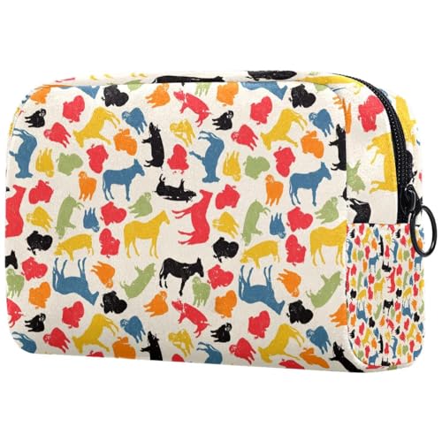 Grunge Kosmetiktasche mit Bauernhoftieren für Damen, Reise-Kulturbeutel, groß, Make-up, praktische Tasche, Organizer-Tasche mit Reißverschluss, multi, 18.5x7.5x13cm/7.3x3x5.1in, Kulturbeutel Grunge Kosmetiktasche mit Bauernhoftieren für Damen, Reise-Kulturbeutel, groß, Make-up, praktische Tasche, Organizer-Tasche mit Reißverschluss, multi, 18.5x7.5x13cm/7.3x3x5.1in, Kulturbeutel von VAPOKF